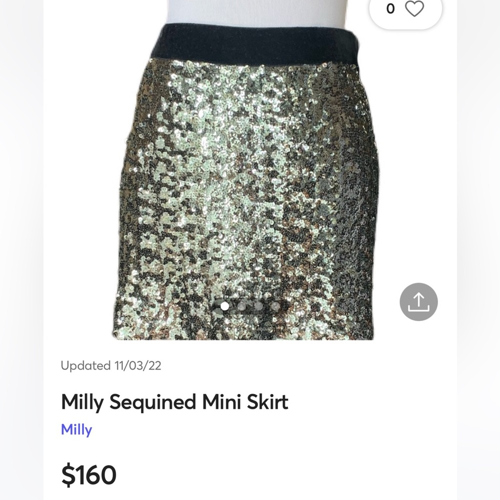 Milly Sequin Mini Skirt Size 0